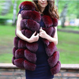 FURSARCAR Real Natural Fur Vest Women Fox Fur Coat 2019 New Luxury Female Fur Jacket Warm Thick Long Winter Fur Vest Waistcoat