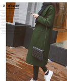 Autumn and Winter New Women's Korean Slim Was Thin Woolen Coat Pure Color Long-sleeved Temperament Long Section Casual Jacket