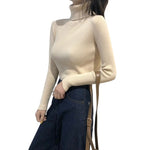 Autumn Fall Women Sweater Slim Soft Long Sleeve High Neck Knit Pullover Sexy Slim Stretch Turtleneck Sweaters