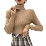 Autumn Fall Women Sweater Slim Soft Long Sleeve High Neck Knit Pullover Sexy Slim Stretch Turtleneck Sweaters