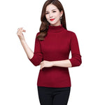 Autumn Fall Women Sweater Slim Soft Long Sleeve High Neck Knit Pullover Sexy Slim Stretch Turtleneck Sweaters