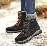 NAUSK New Women Boots High Quality Leather Suede Winter Boots Shoes Woman Keep Warm Waterproof Snow Boots Botas mujer