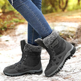 NAUSK New Women Boots High Quality Leather Suede Winter Boots Shoes Woman Keep Warm Waterproof Snow Boots Botas mujer