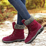 NAUSK New Women Boots High Quality Leather Suede Winter Boots Shoes Woman Keep Warm Waterproof Snow Boots Botas mujer