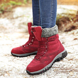 NAUSK New Women Boots High Quality Leather Suede Winter Boots Shoes Woman Keep Warm Waterproof Snow Boots Botas mujer