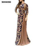 MISSOMO Maxi dress Women Dubai Arabian Floral Print Long Dress Muslim Dress Islamic vestidos Long dress plus size women dresses