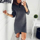 Autumn and winter women knitted sweater dress bottoming shirt sexy casual long-sleeved O-neck loose Turtleneck Dresses New