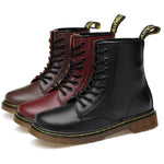 Everythsoul Women Boots Genuine Leather Ankle Martens Boots for Women Casual Dr. Motorcycle Shoes Warm Fur Winter Couple Shoes