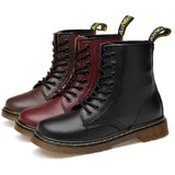 Everythsoul Women Boots Genuine Leather Ankle Martens Boots for Women Casual Dr. Motorcycle Shoes Warm Fur Winter Couple Shoes