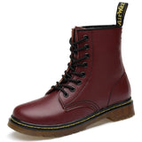 Everythsoul Women Boots Genuine Leather Ankle Martens Boots for Women Casual Dr. Motorcycle Shoes Warm Fur Winter Couple Shoes