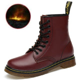 Everythsoul Women Boots Genuine Leather Ankle Martens Boots for Women Casual Dr. Motorcycle Shoes Warm Fur Winter Couple Shoes