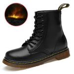 Everythsoul Women Boots Genuine Leather Ankle Martens Boots for Women Casual Dr. Motorcycle Shoes Warm Fur Winter Couple Shoes