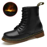 Everythsoul Women Boots Genuine Leather Ankle Martens Boots for Women Casual Dr. Motorcycle Shoes Warm Fur Winter Couple Shoes