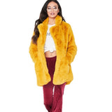 HCYO Autumn Winter Women Fur Coat Plus Size 3XL Covered Button Furry Faux Fur Coats Women's Long Loose Soft Rabbit Fur Overcoat