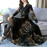 Fashion Women Boho Floral Print Party Beach Long Sleeve Casual V-Neck Floral Printed Maxi Dress M~3XL