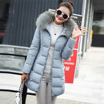 Winter Mid-long Hooded Down Coats Women Fashion Solid Loose Thicken Cotton Jackets Coats Female Warm Plus Size Korean Parkas New