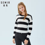 SEMIR Women Long Striped Sweater Fine Knit Women's Pullover Sweater with Dropped Shoulder Ribbing Neckline Cuff and Hem