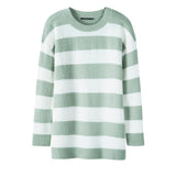 SEMIR Women Long Striped Sweater Fine Knit Women's Pullover Sweater with Dropped Shoulder Ribbing Neckline Cuff and Hem